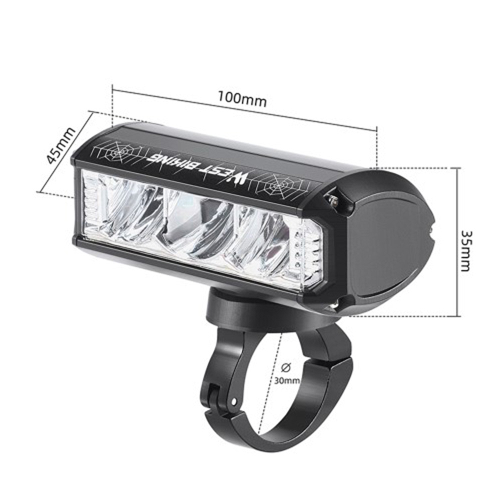 4000mAh Wiederaufladbares Aluminium USB Fahrrad Licht Velo LED Warnlicht IPX4 (1750 Lumen) - Schwarz