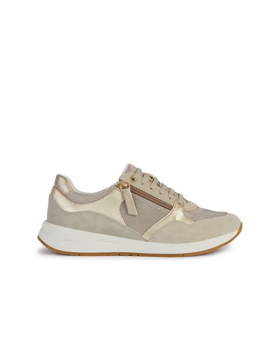 Baskets cuir sable or