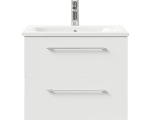 Pelipal Sunline 121 badkamermeubelset (B x H x D 61 x 50 x 46 cm), hoogglans witte fronten, met mineraalstenen wastafel en badmeubel