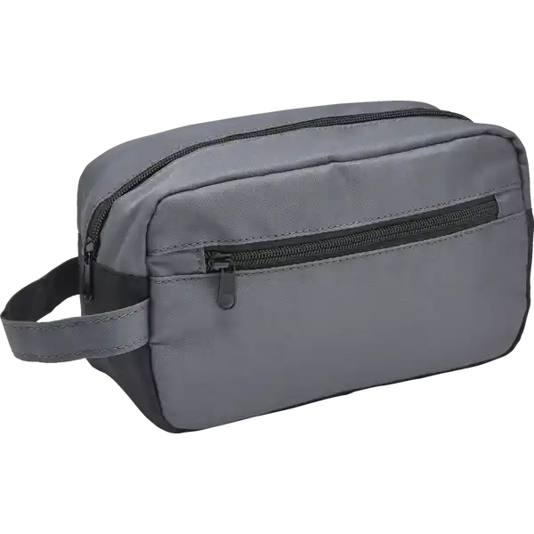 Herrenkulturtasche grau / schwarz mit Vordertasche