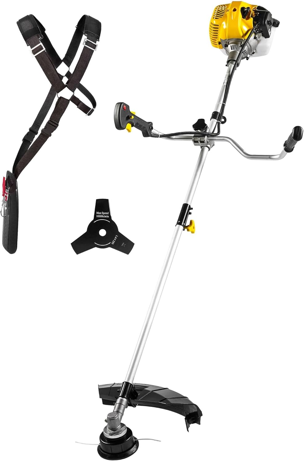 TEXAS Rasentrimmer Benzin BCU33S 2in1 Freischneider Motorsense Sense | 2-Takt | 1,4 PS | 33 CCM | 3 Zahn Messer | Fadenspule | Schultergurt