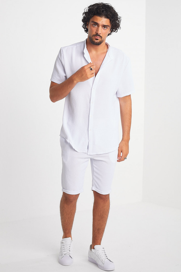Ensemble 2 pièces chemise + short blanc en voile