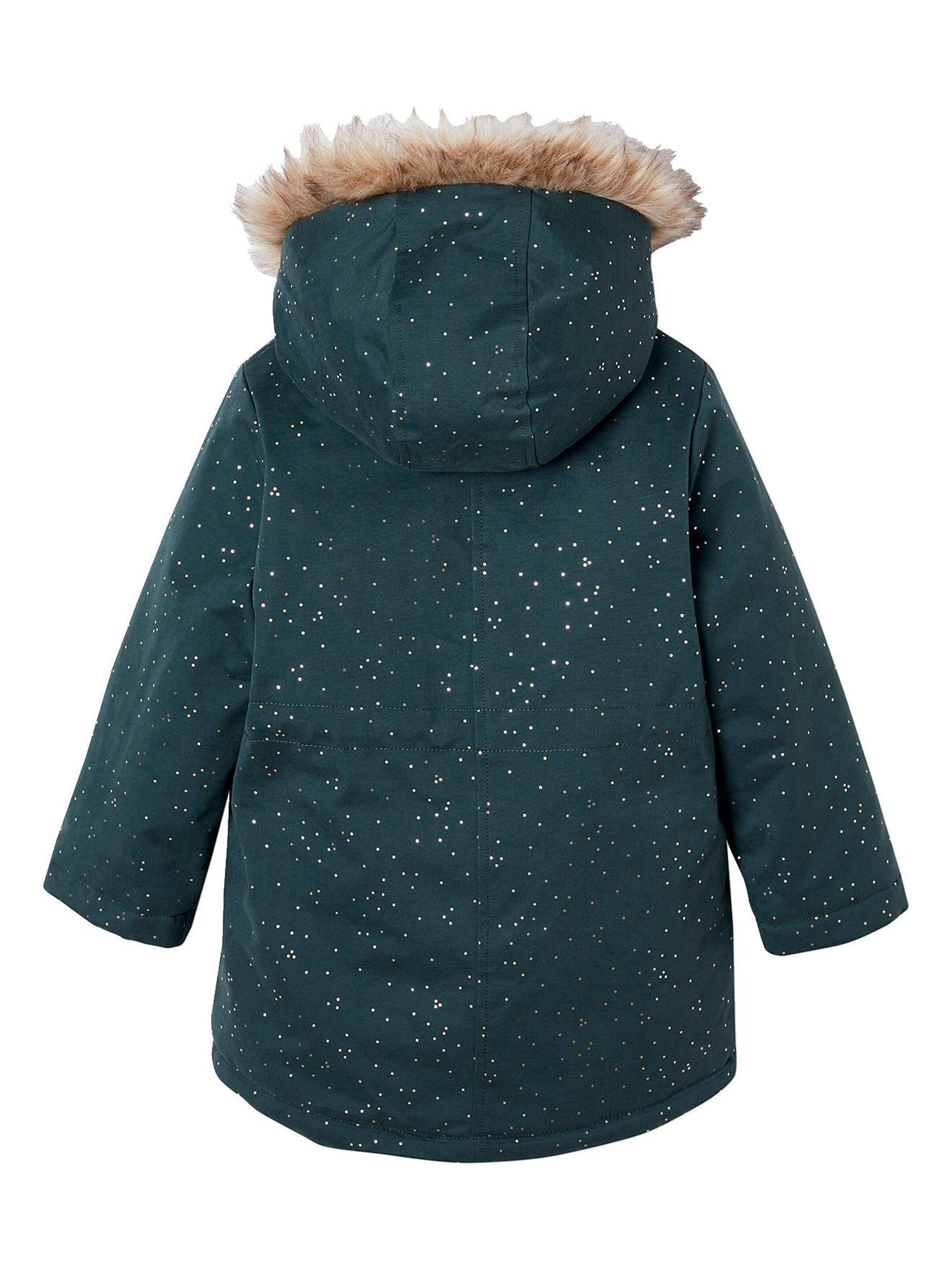 Vertbaudet Warme Mädchen Winterjacke mit Glitzer und Webpelz, Recycling-Wattierung smaragdgrün