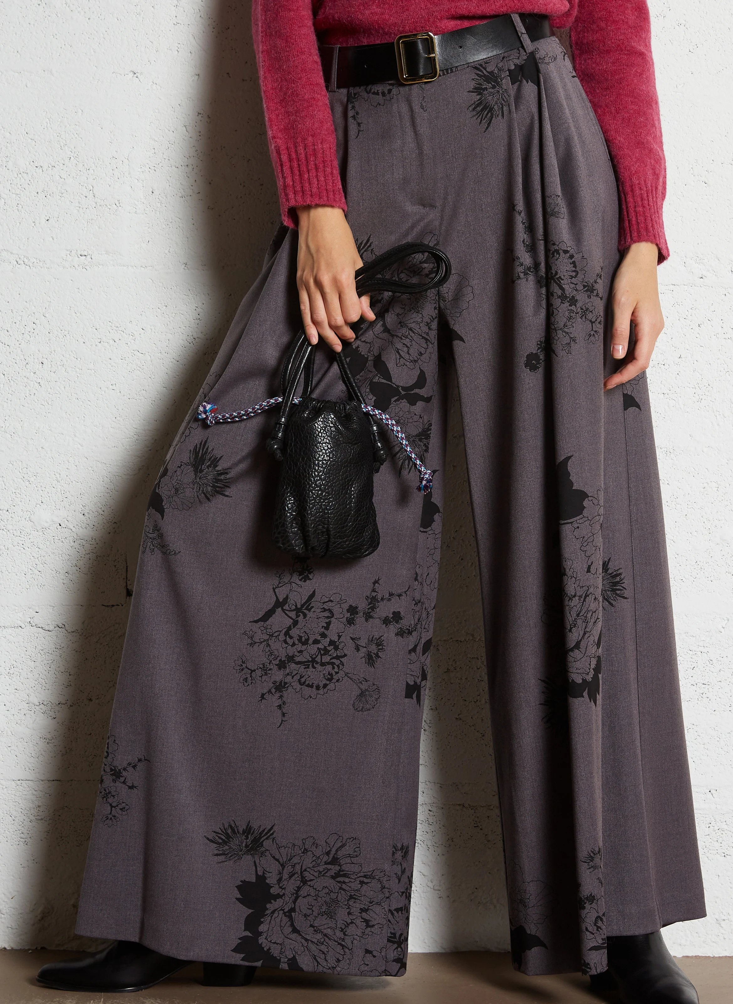 MILLI - Sac bourse en cuir craquelé | Noir