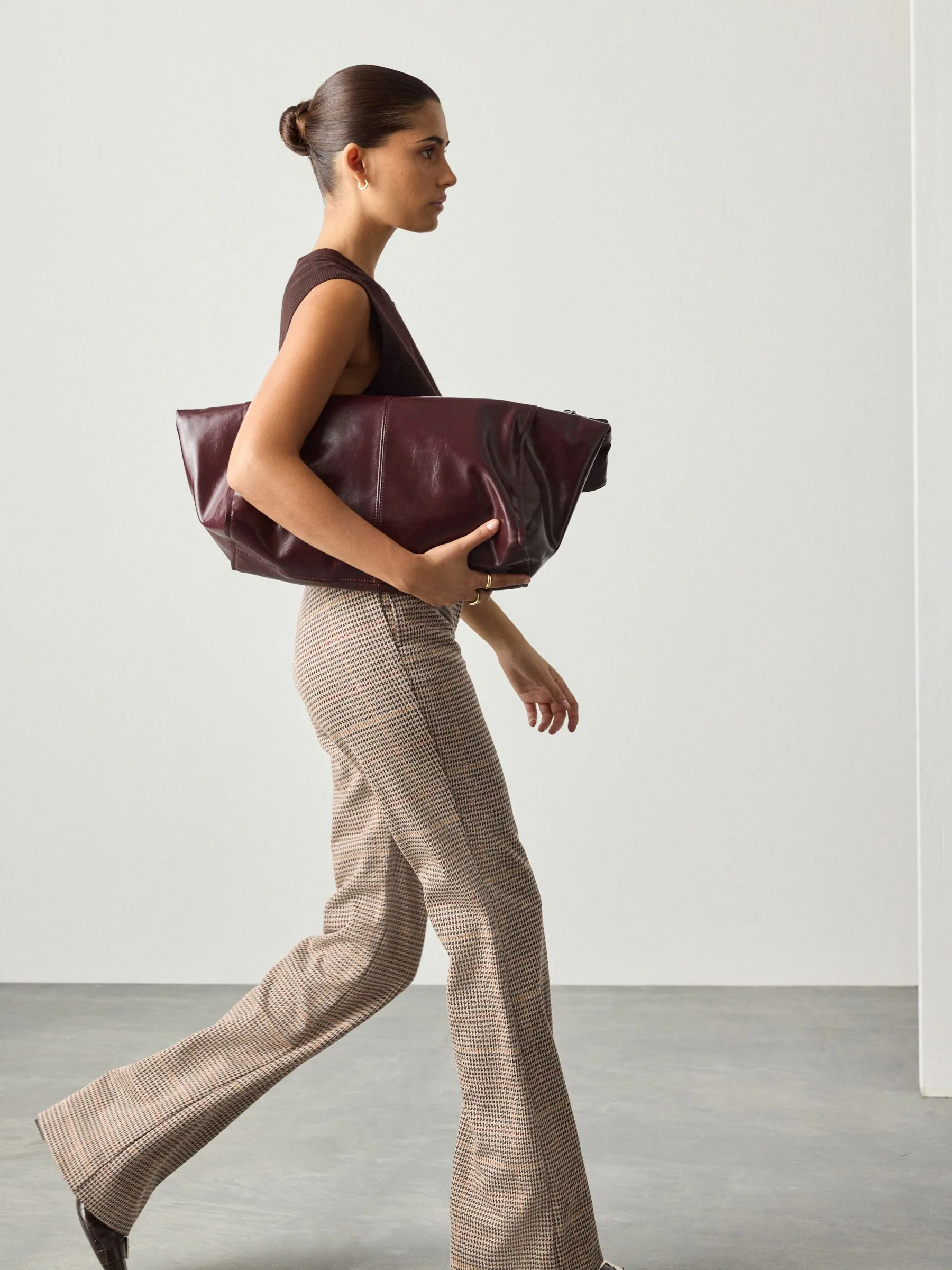 Bruin geruit - Ponte Flared Trousers