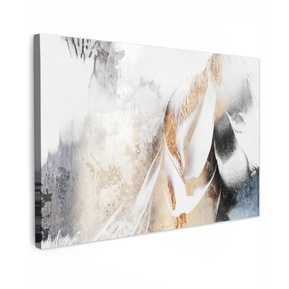 MuchoWow Canvas Schilderij 90x60cm Luxe Abstract Goud Wit