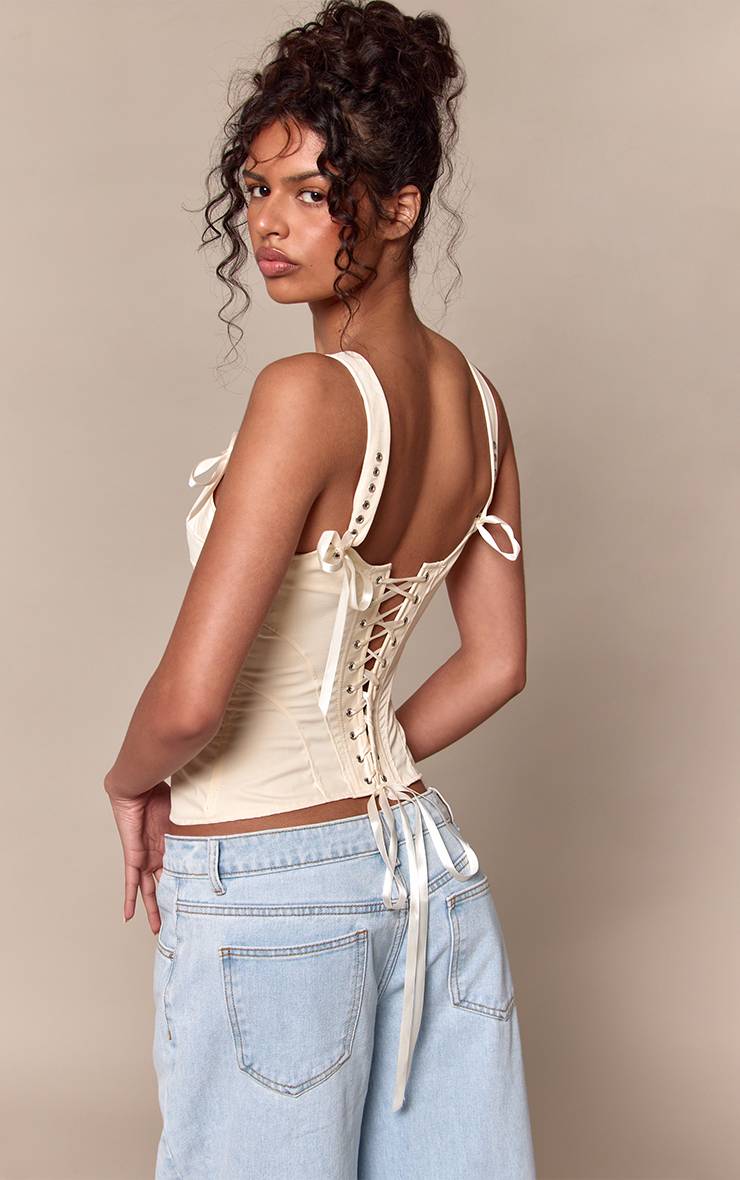 Citron Corset En Peau De Pêche Avec Détails Œillets