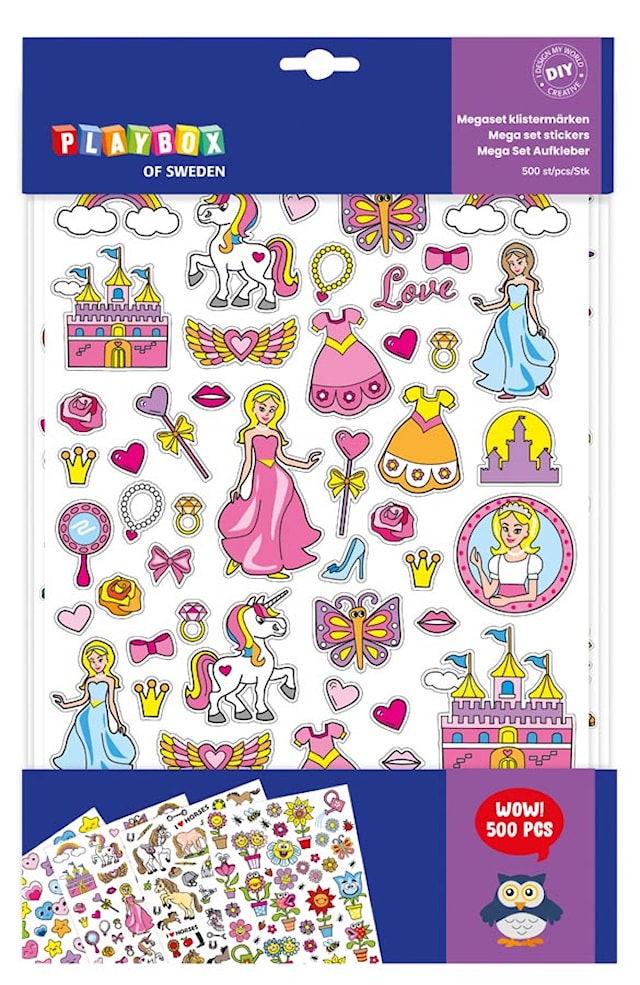 Stickers Mega Set Prinsesse 500 stk, Playbox