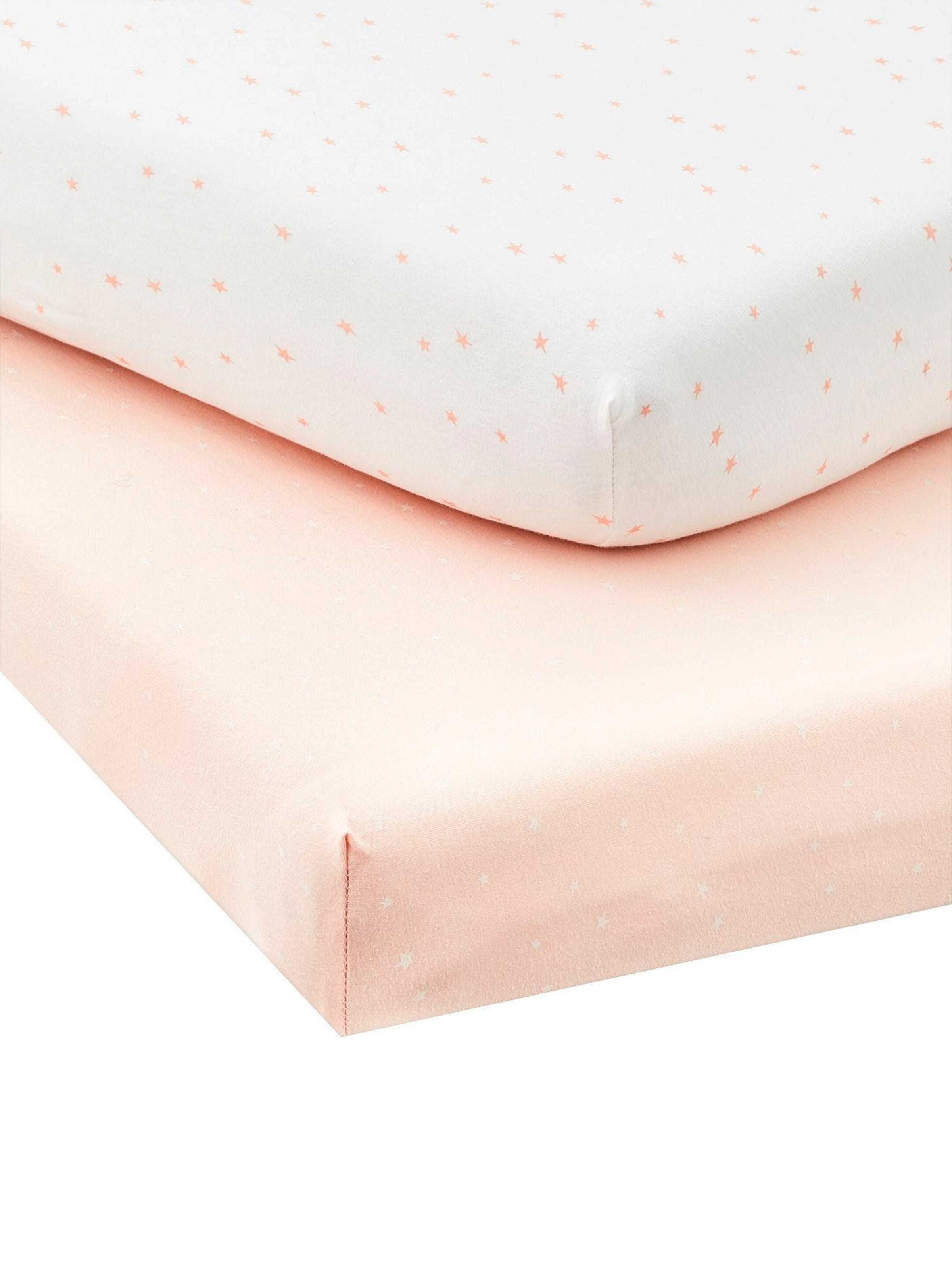Vertbaudet 2er-Pack Baby Spannbettlaken, Jersey zartrosa+weiß