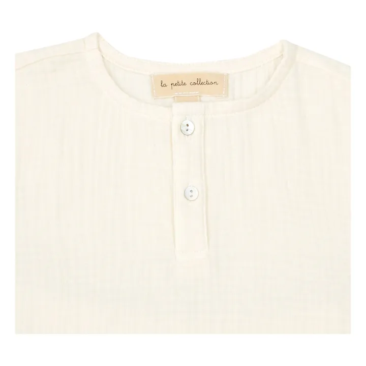 La Petite Collection Pyjama Gaze de Coton Bio Top + Short | Ecru