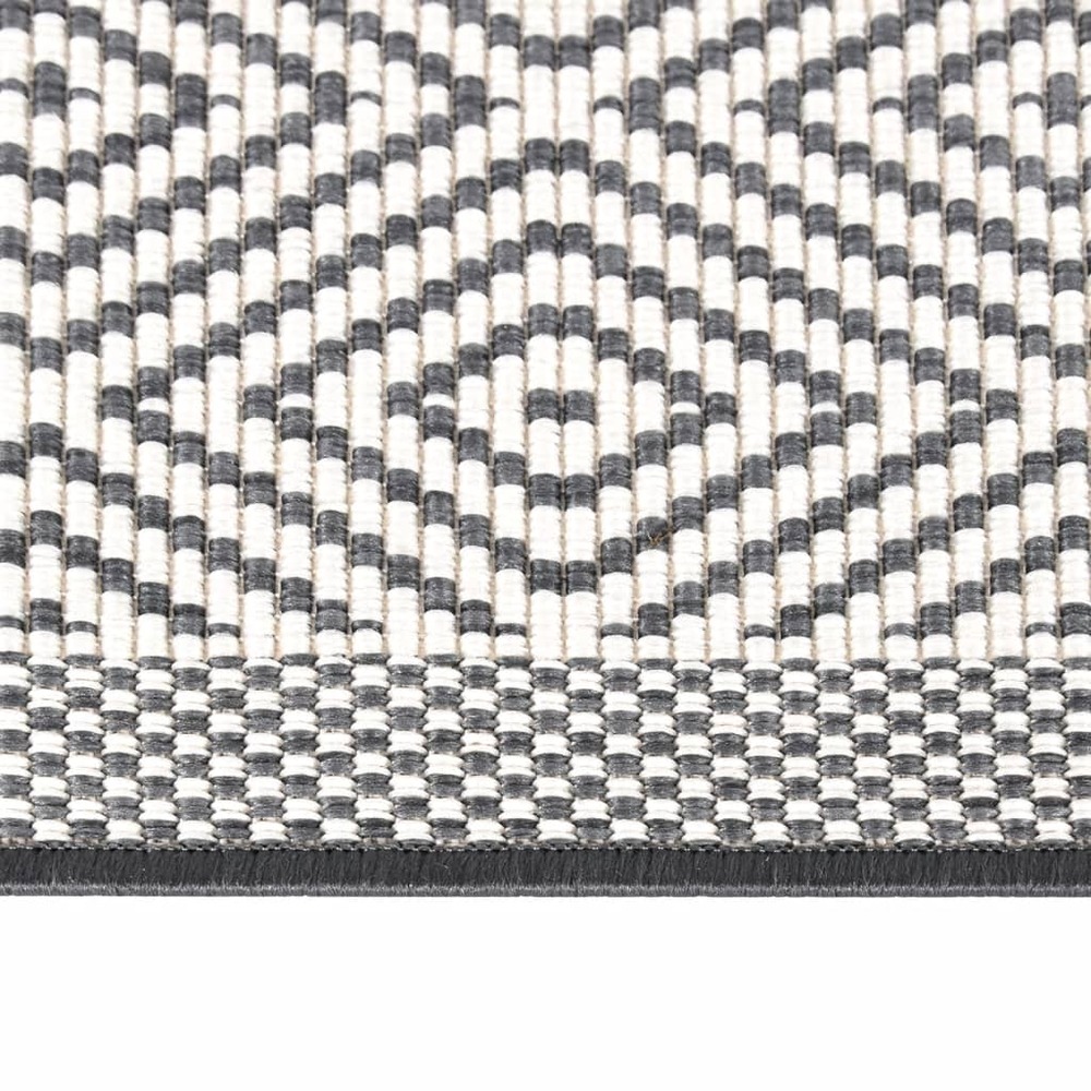 Tapis d'extérieur gris et blanc 80x250 cm design réversible