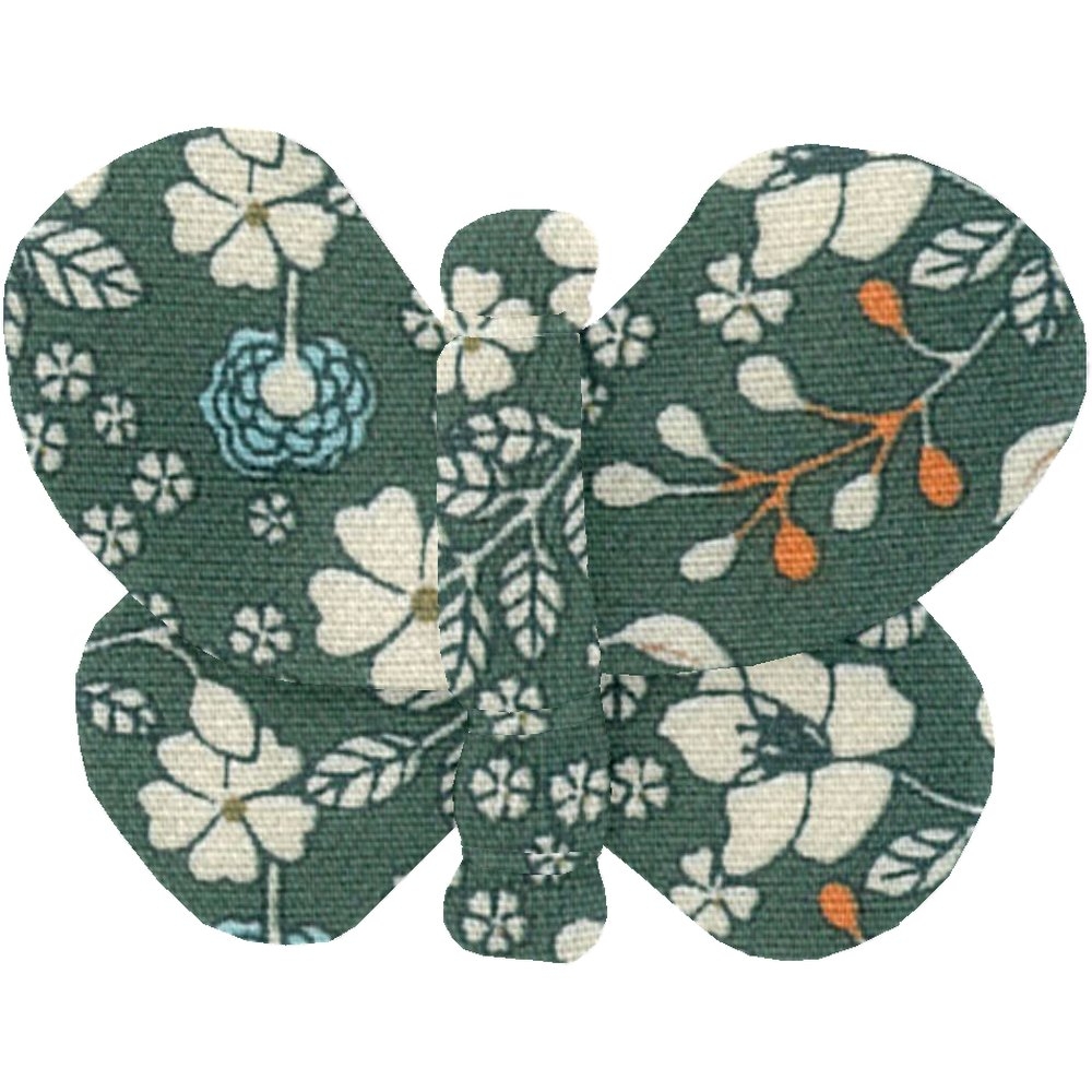 Barrette Petit Papillon Fleuri Kaki