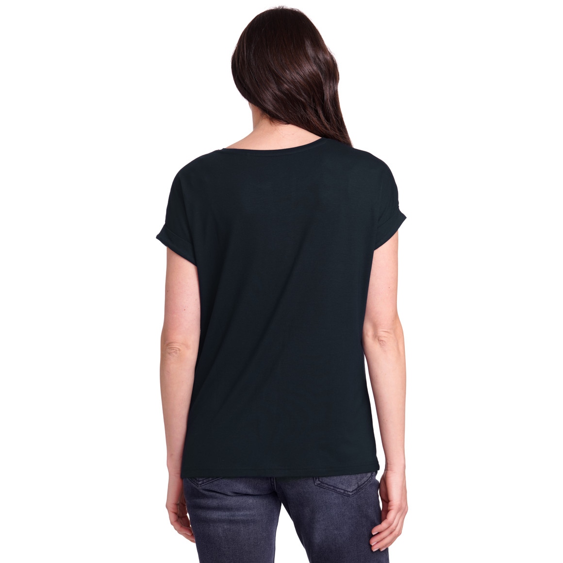 Gina Benotti Damen T-Shirt mit fixierten Turn-ups dunkelblau