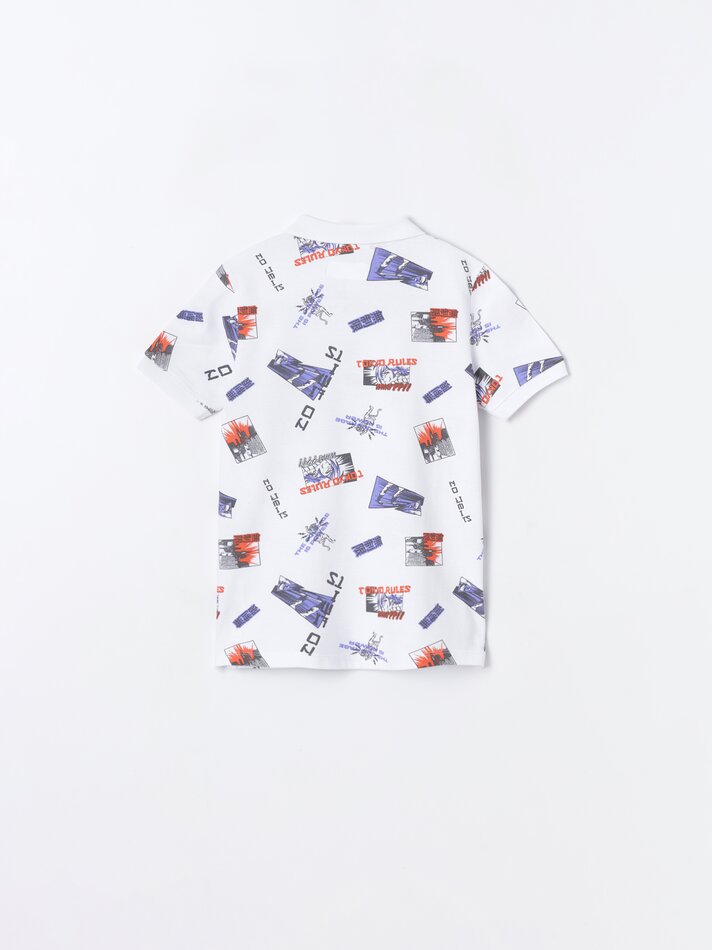 Camisa polo estampada - Branca