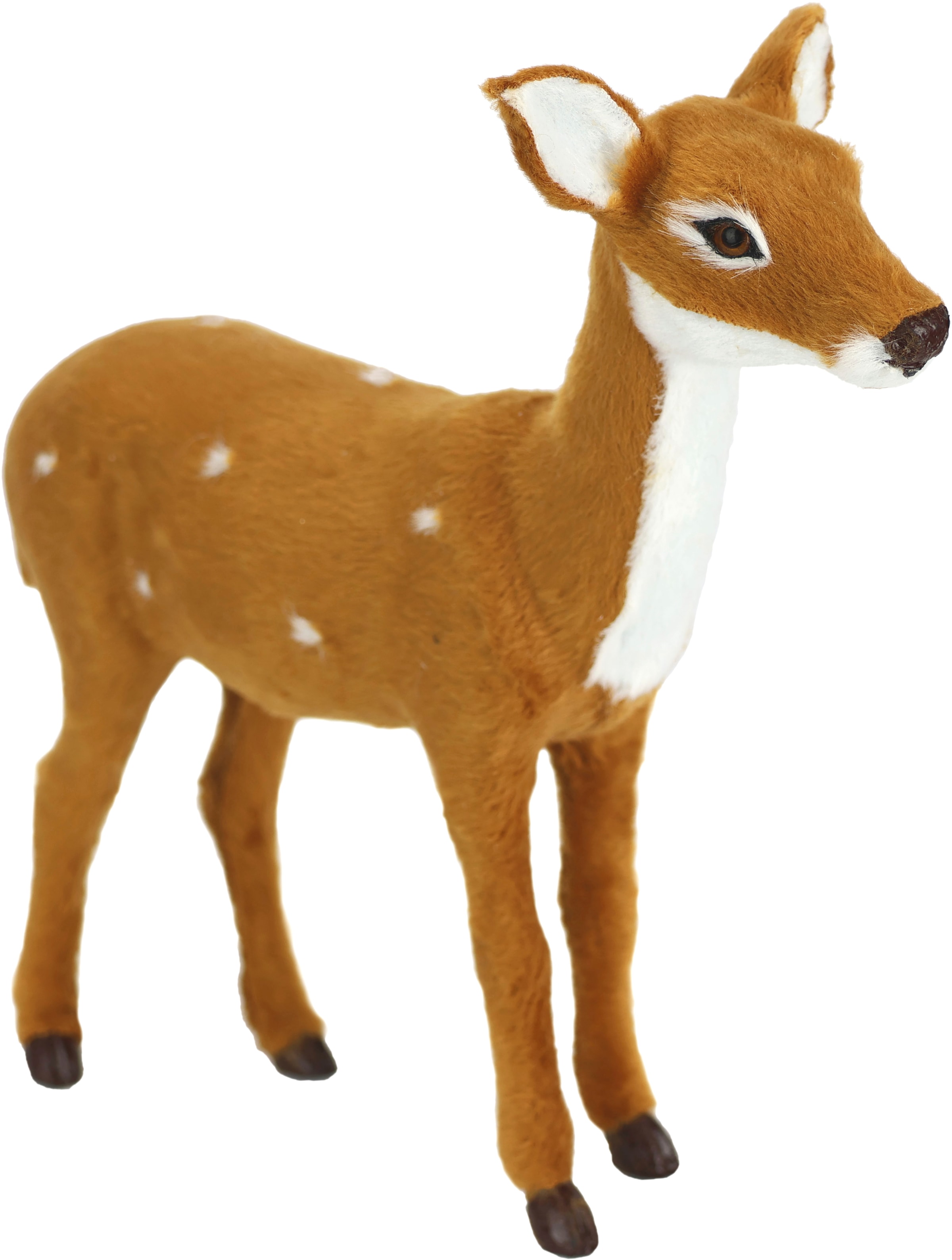I.GE.A. Dekofigur »Tierfigur Reh aus Kunstfell« Realistisches Waldtier Statue Ornament Plüschtier Weihnachtsdeko