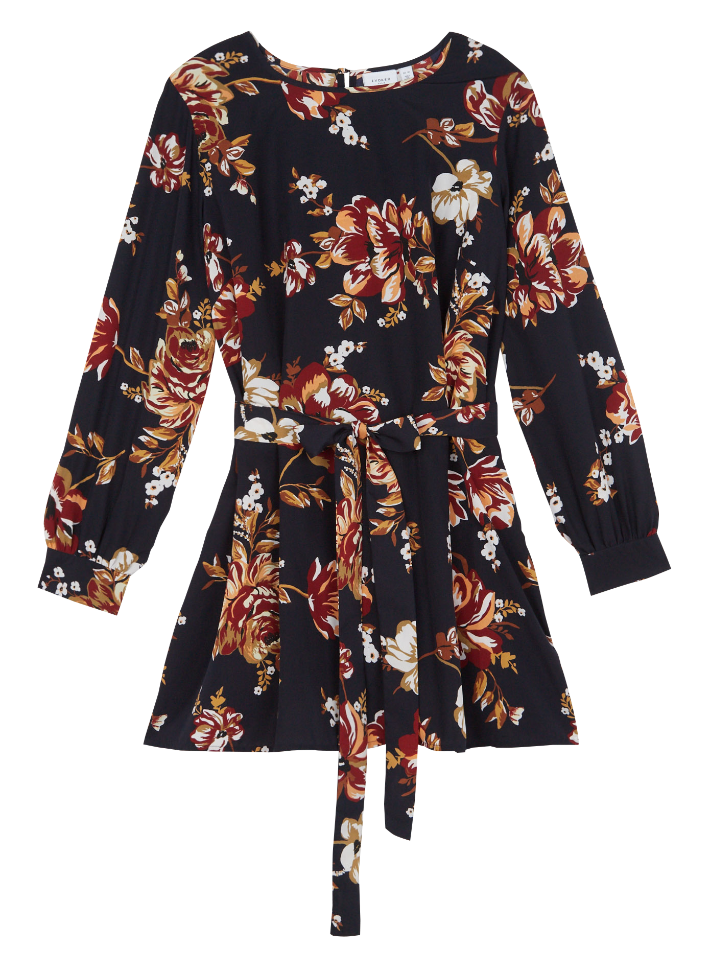 MELLY MODESTY - Robe courte col rond ceinturée | Bleu