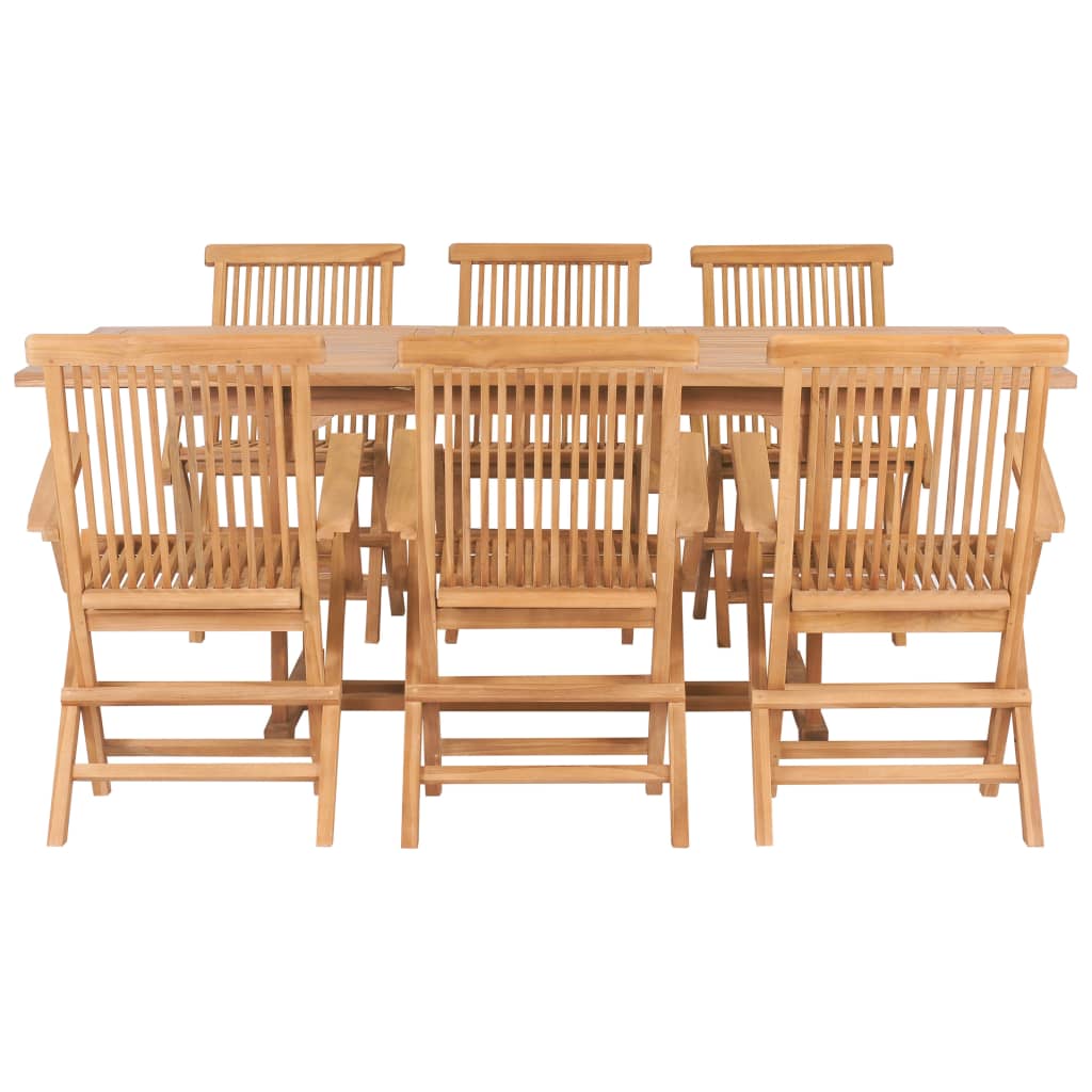 Meuble à dîner d'extérieur 7 pièces 150-200x100x75 cm teck massif