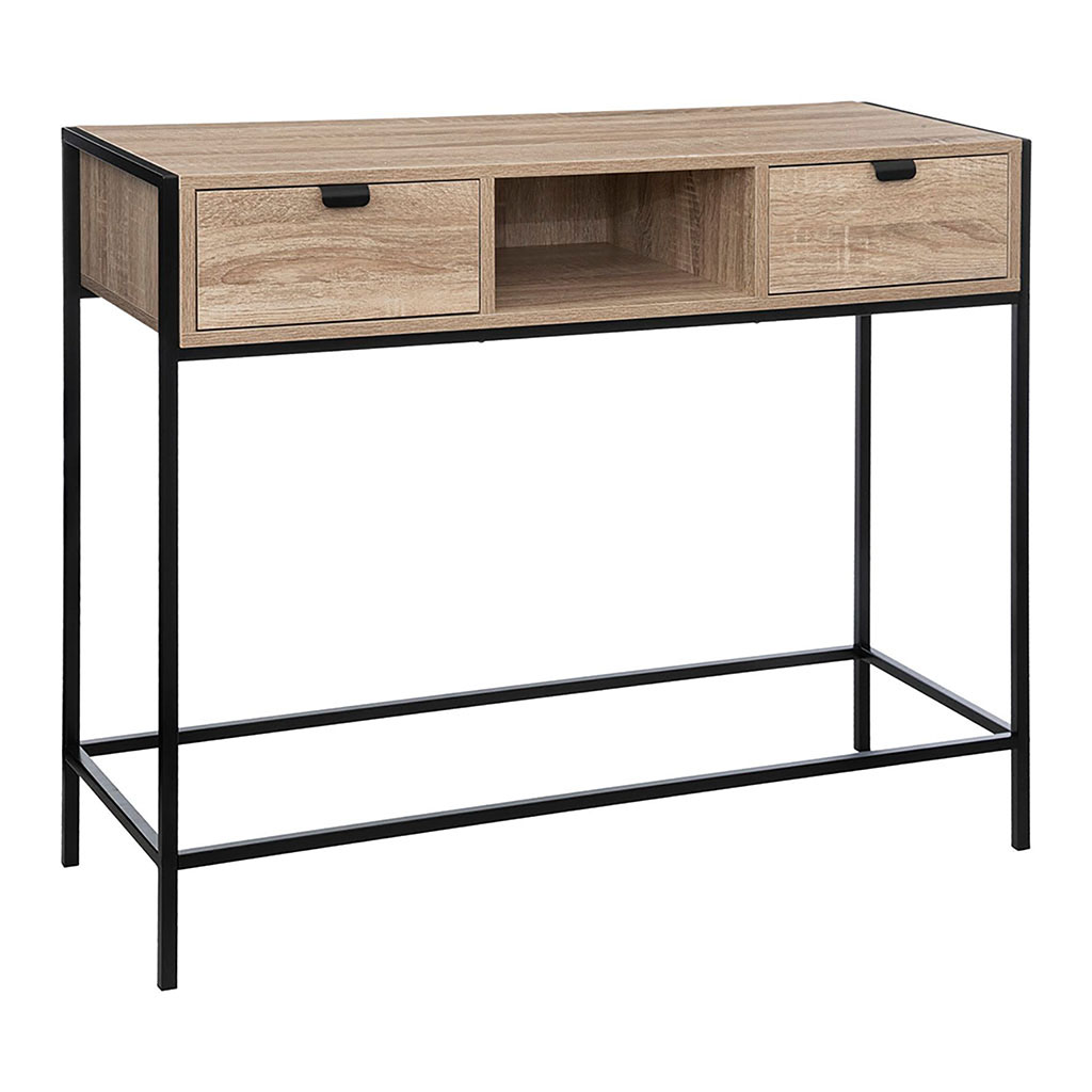 Console ALIAJ 2 tiroirs métal et bois 35x100x80cm