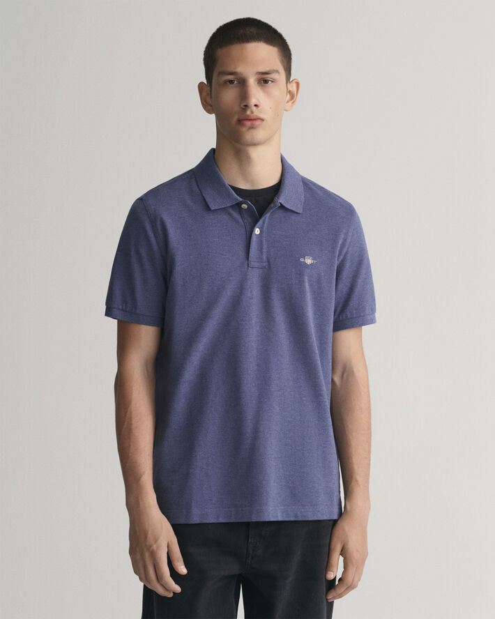 Gant REG SHIELD SS PIQUE POLO Dark jeansblue melange