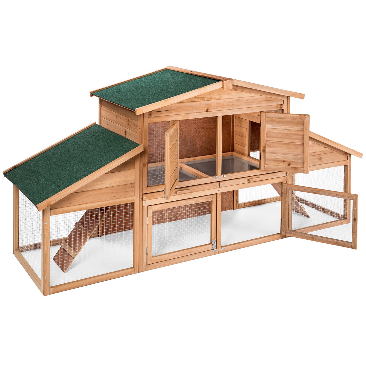 tectake Johannes kleindierhok van hout, 226 x 77 x 95,5 cm