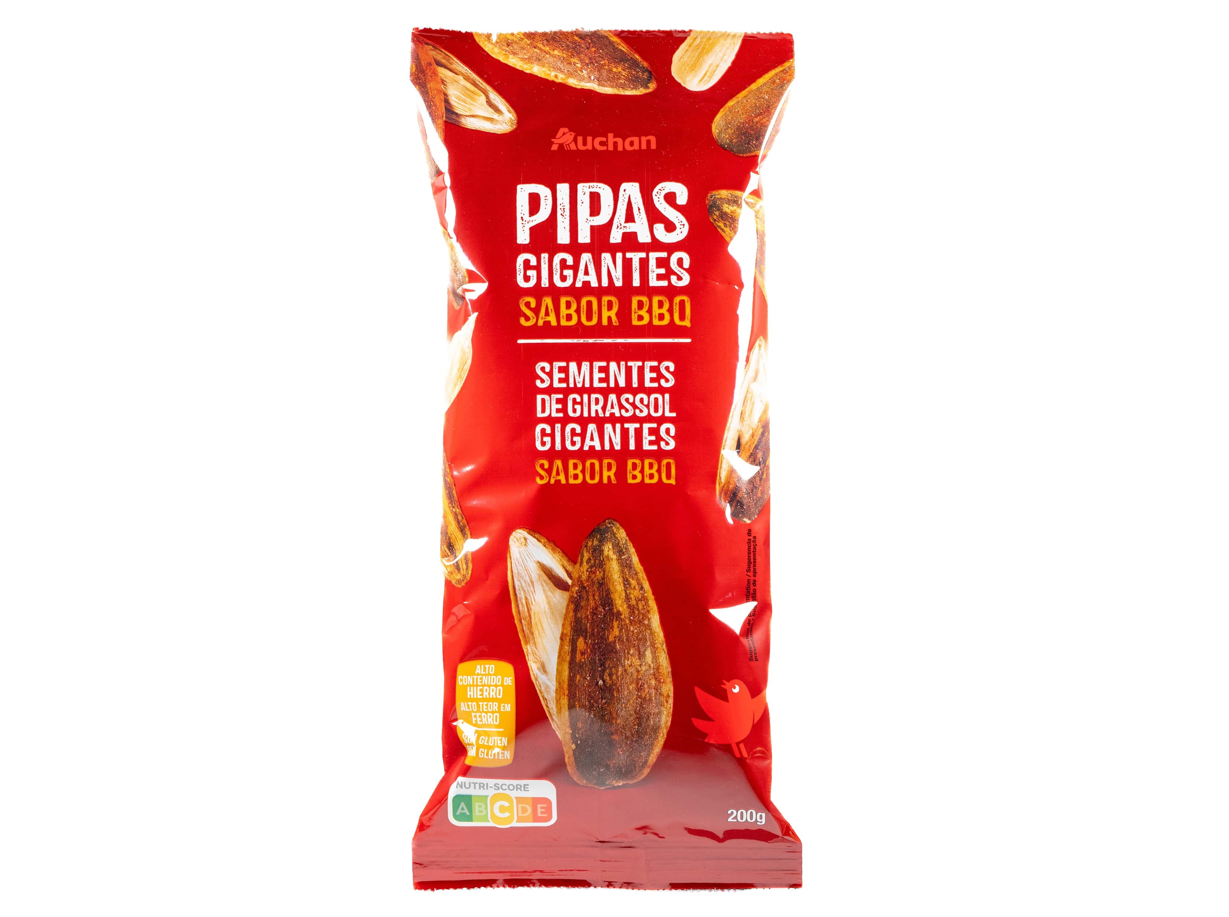 SEMENTES GIRASSOL AUCHAN GIGANTES SABOR BARBECUE 200G