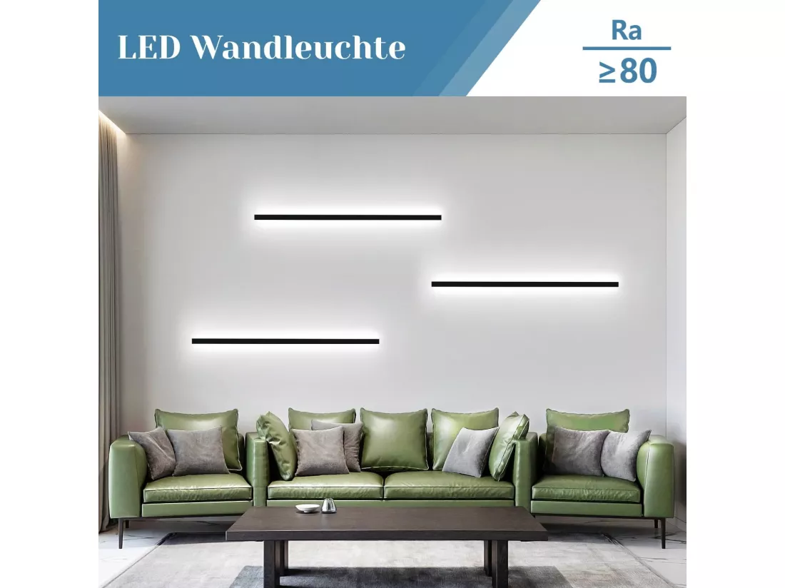 NETTLIFE Ensemble de 2 appliques muralesd'intérieur noir 100 CM éclairage mural moderne couloir 32 W