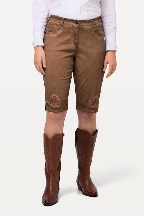 Trachten-Jeansbermuda Mandy, Used-Look, Stickerei