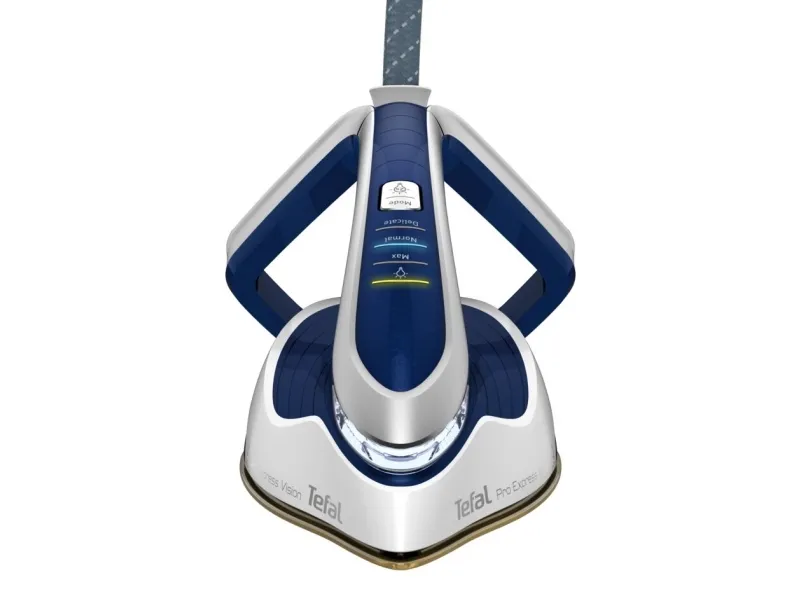 Tefal Pro Express Vision GV9812E0 - Dampstrygejern med automatisk afbrydelse - såleplade: Durilium AirGlide Autoclean - 3000 W - kjoleblå/hvid