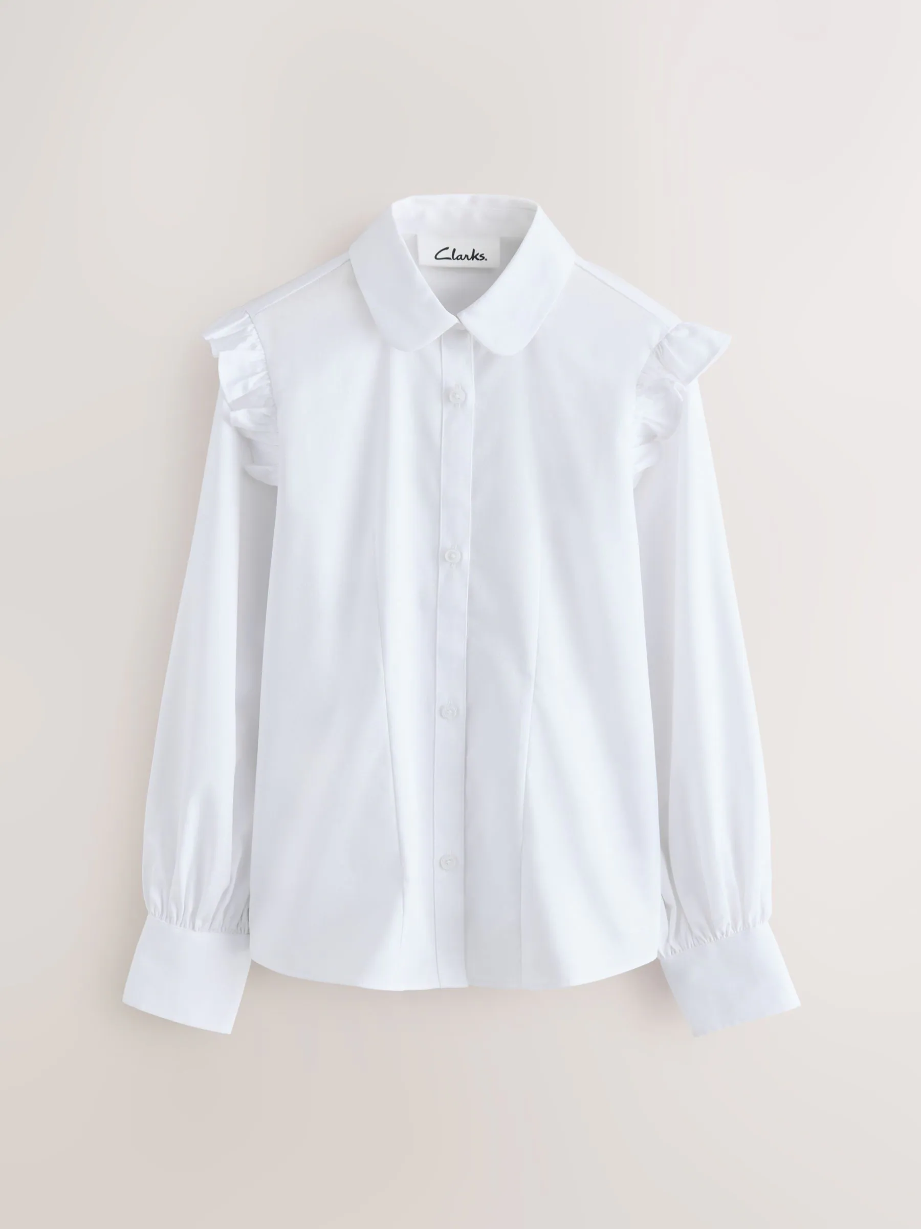 Clarks Frill Long Sleeve School Shirts 2 Pack