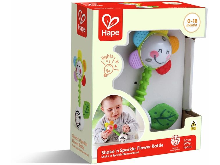 Hape Blumenrassel Rassel stärkt die Greif- und Sehfähigkeiten