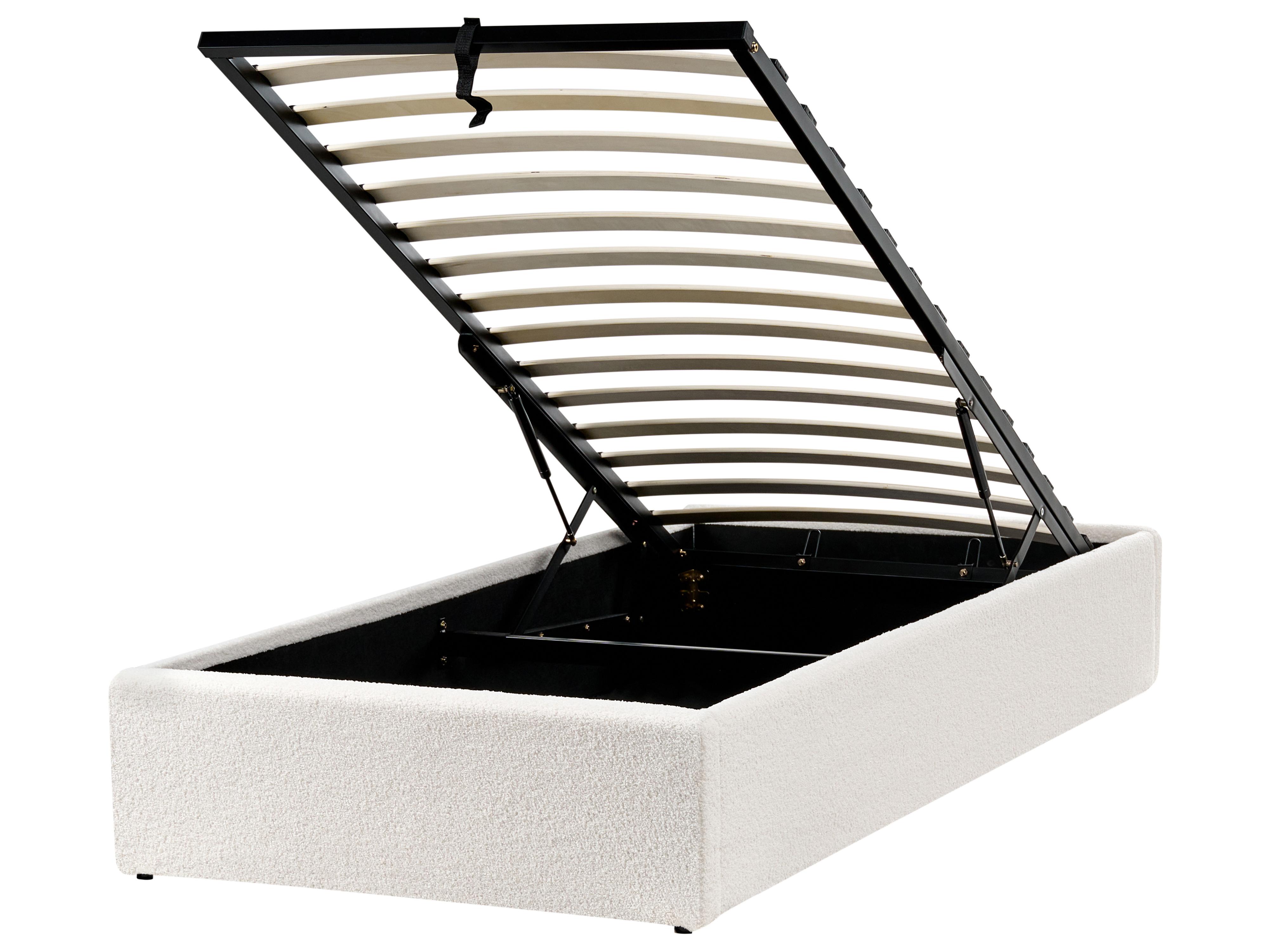 Opbergbed zonder hoofdbord Bouclé DINAN 90 x 200 cm Gebroken wit