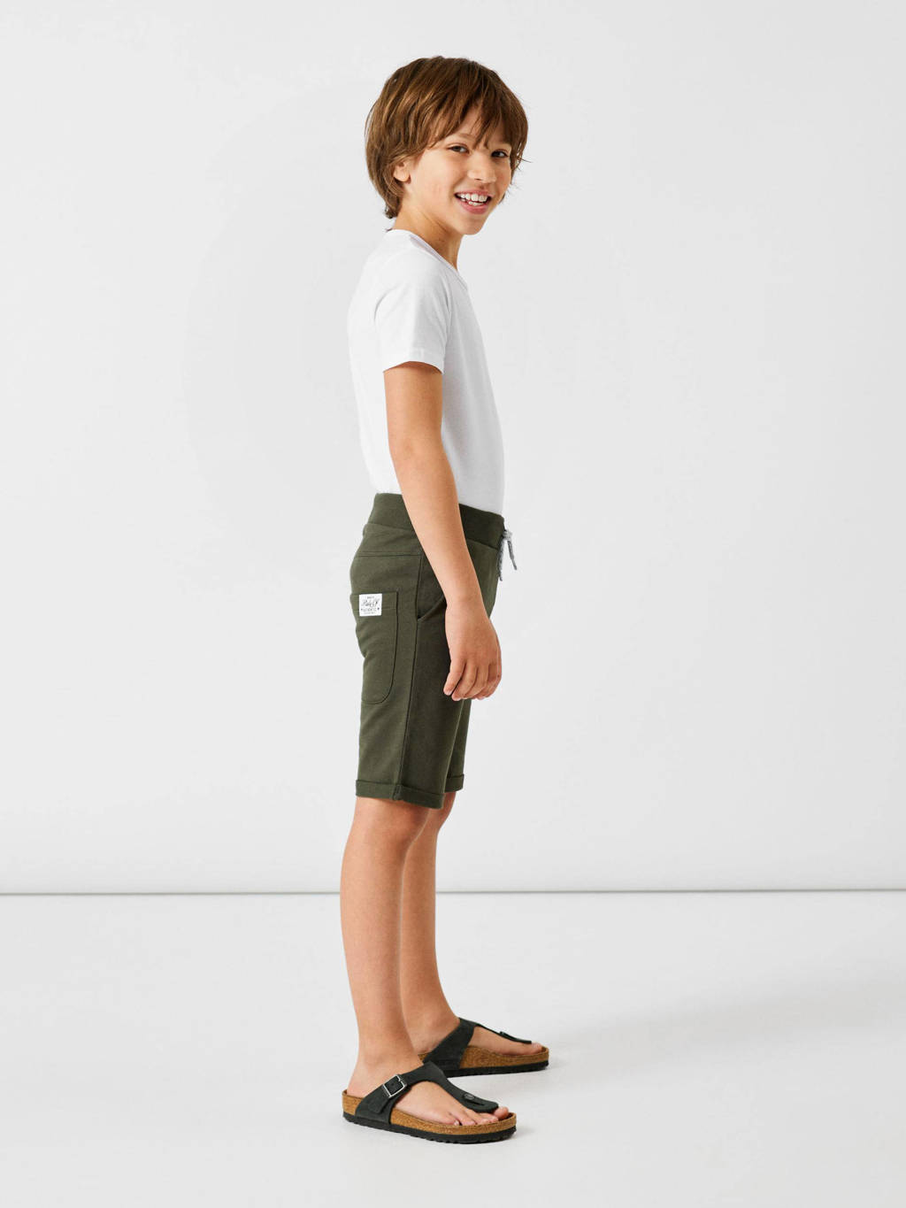 NAME IT regular fit sweatshort NKMVERMO donkergroen