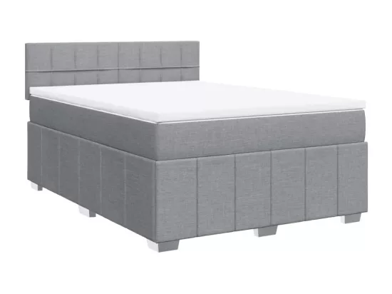 Sommier à lattes de lit avec matelas Gris clair 160x200cm Tissu
