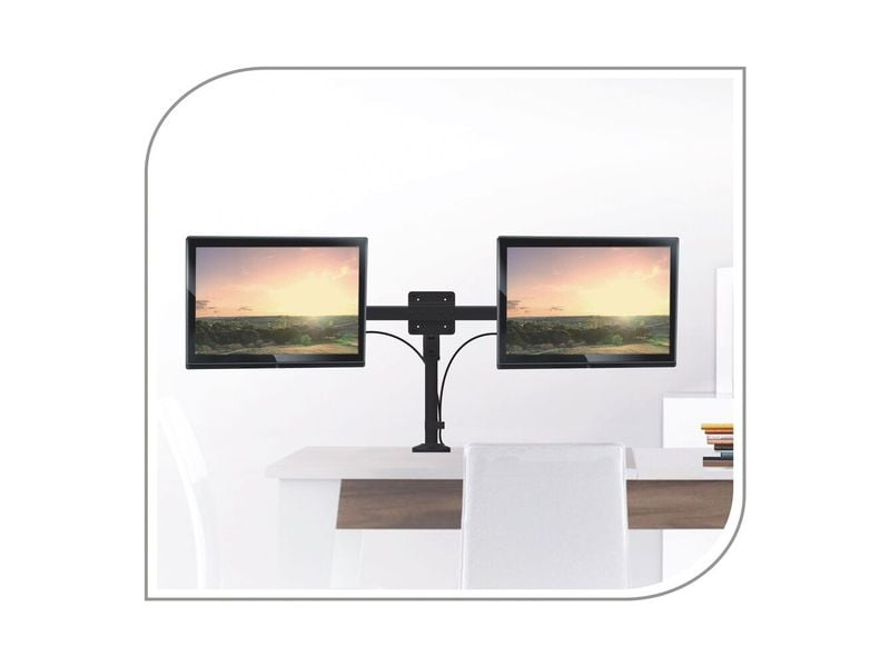 PureMounts PM-OFFICE-AD Adapter bis 10 kg – Schwarz Universeller und voll beweglicher Doppelbildschirmadapter