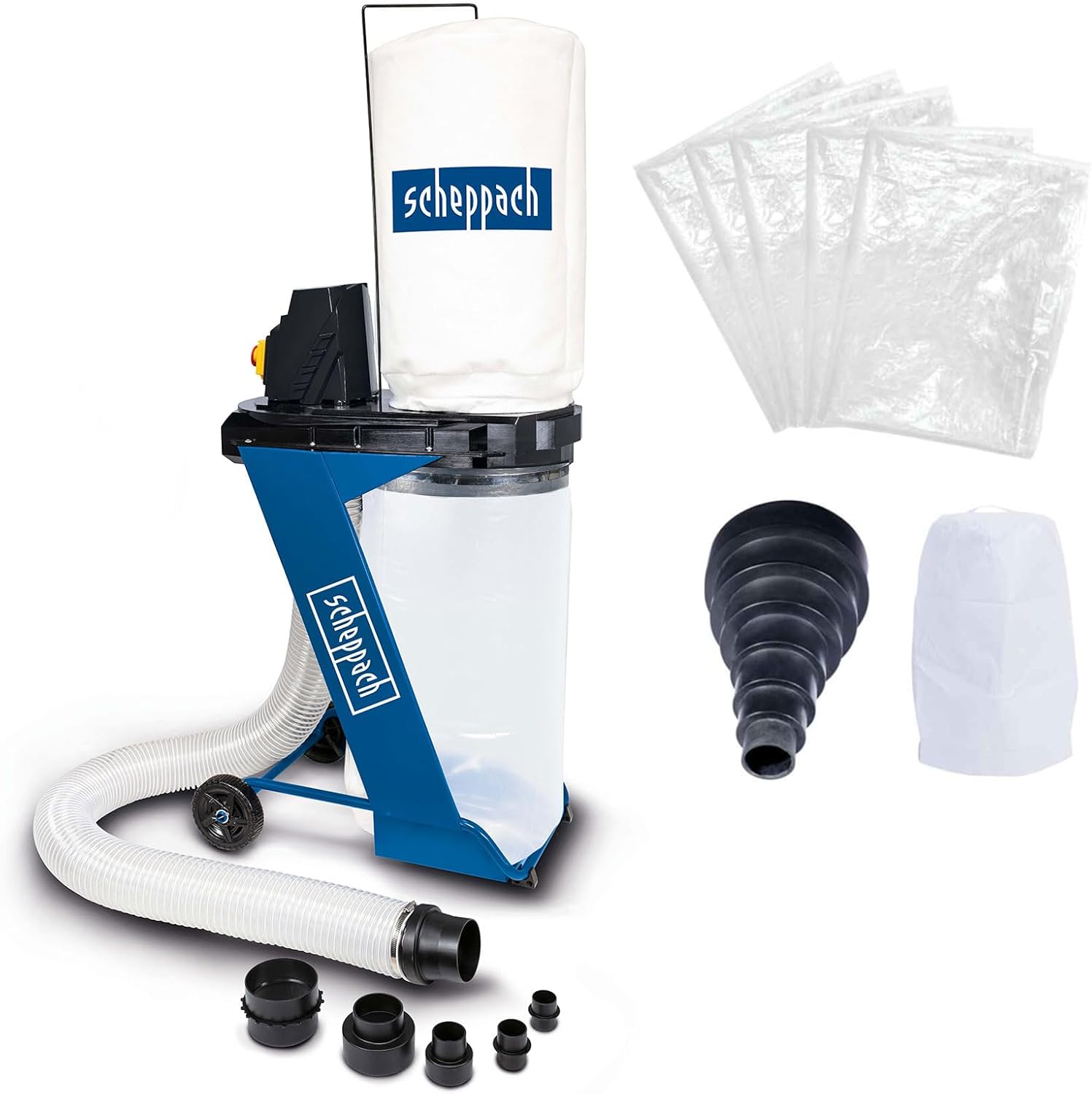 Scheppach Absauganlage Set (DC500 inkl. 5 Spänesäcke, 1 Filtersack & flexibler Adapter)