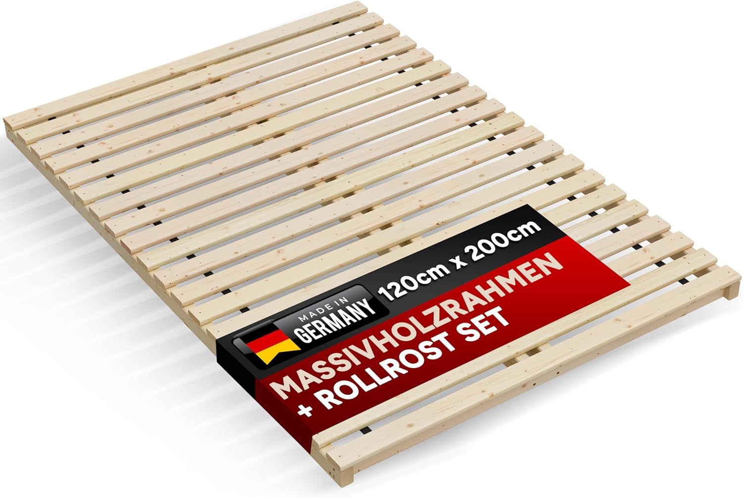 TUGA - Holztech Rollrost und Auflagerrahmen Lattenrost 120 x 200 cm 300kg Palettenbett Gästebett