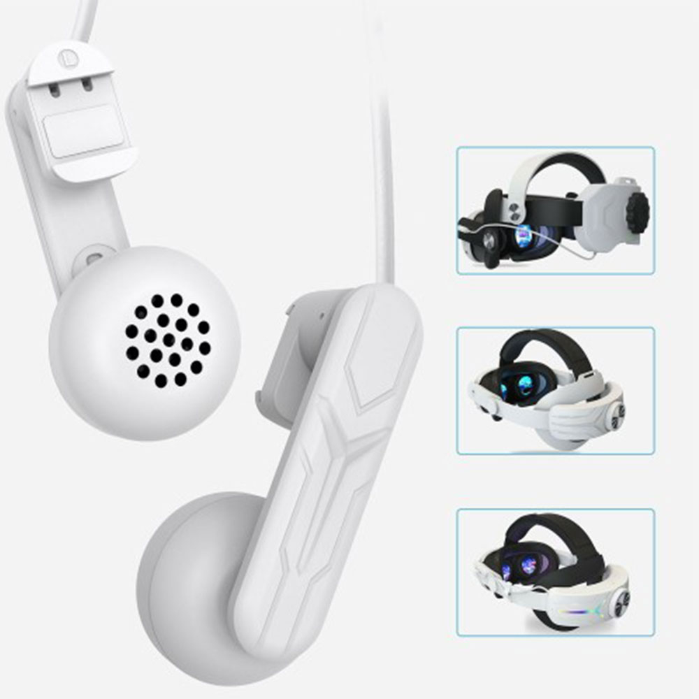 Meta Quest 2 / 3 Kabelgebundene Kopfhörer mit grössenverstellbaren Clips (ca. 2.5 - 3.4 cm) - Weiss