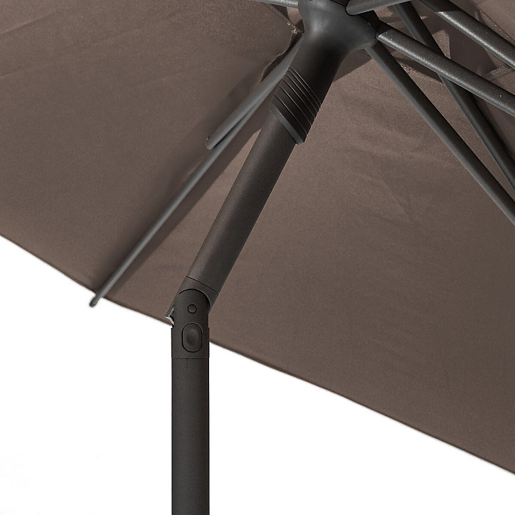 Parasol droit rond Soya acier et polyester diamètre 2.7m taupe Hesperide