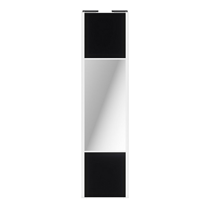 Porte de placard coulissante avec miroir noir mat profil blanc GoodHome Arius H. 248,5 x L. 62.2 cm + amortisseurs