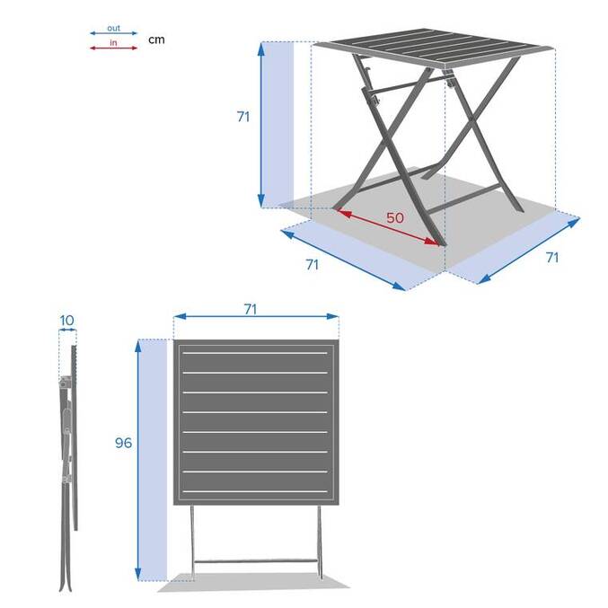 Table de jardin pliante carrée AZUA Argile