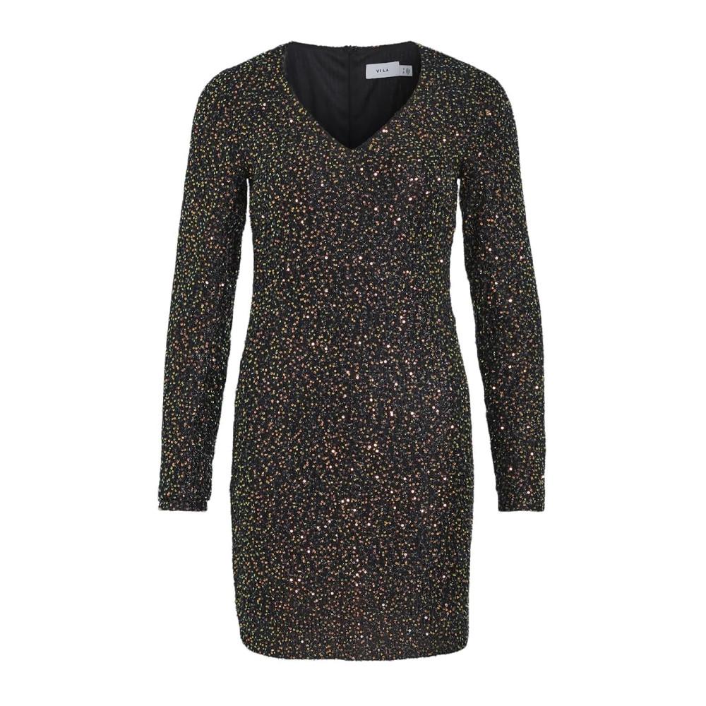 Vila Robe Noir à Sequin Noir Femme Vila Scara