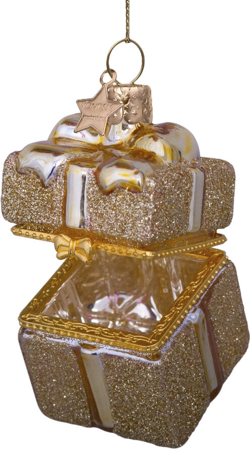 Vondels Ornament glass gold present w/ opening H5. 5cm Gold