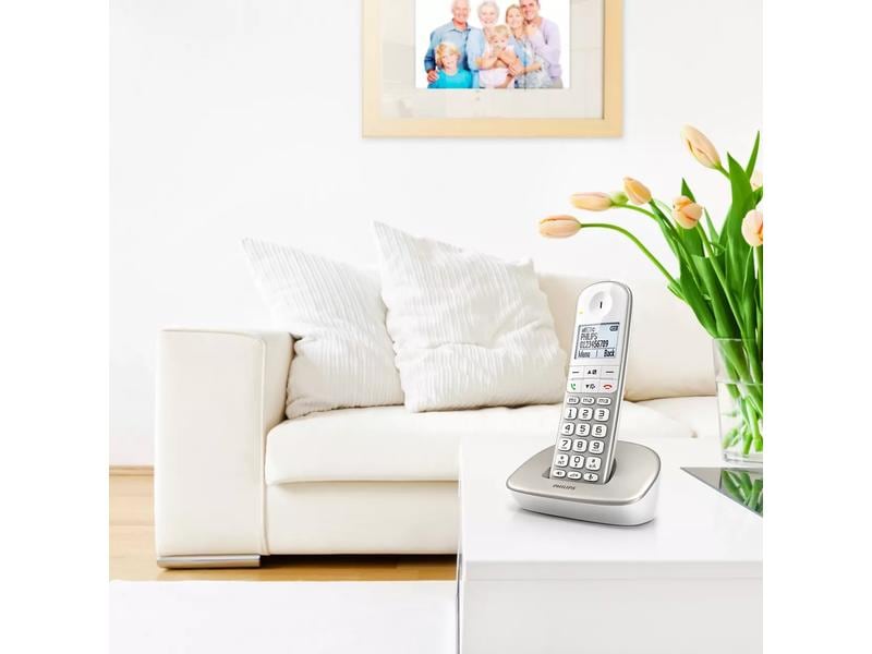 Philips Schnurlostelefon XL4901S  Champagner Analoges Grosstastentelefon ohne Anrufbeantworter