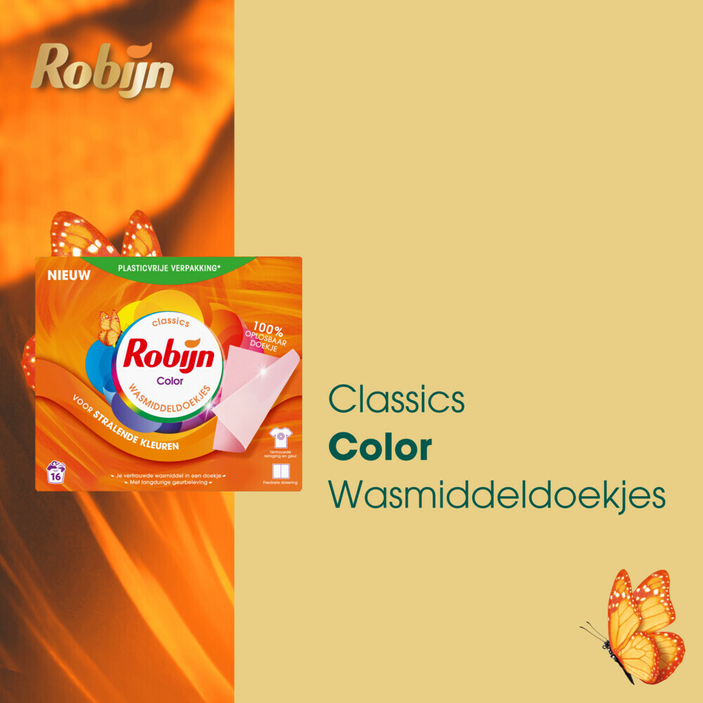 10x Robijn Wasmiddeldoekjes Color16 stuks
