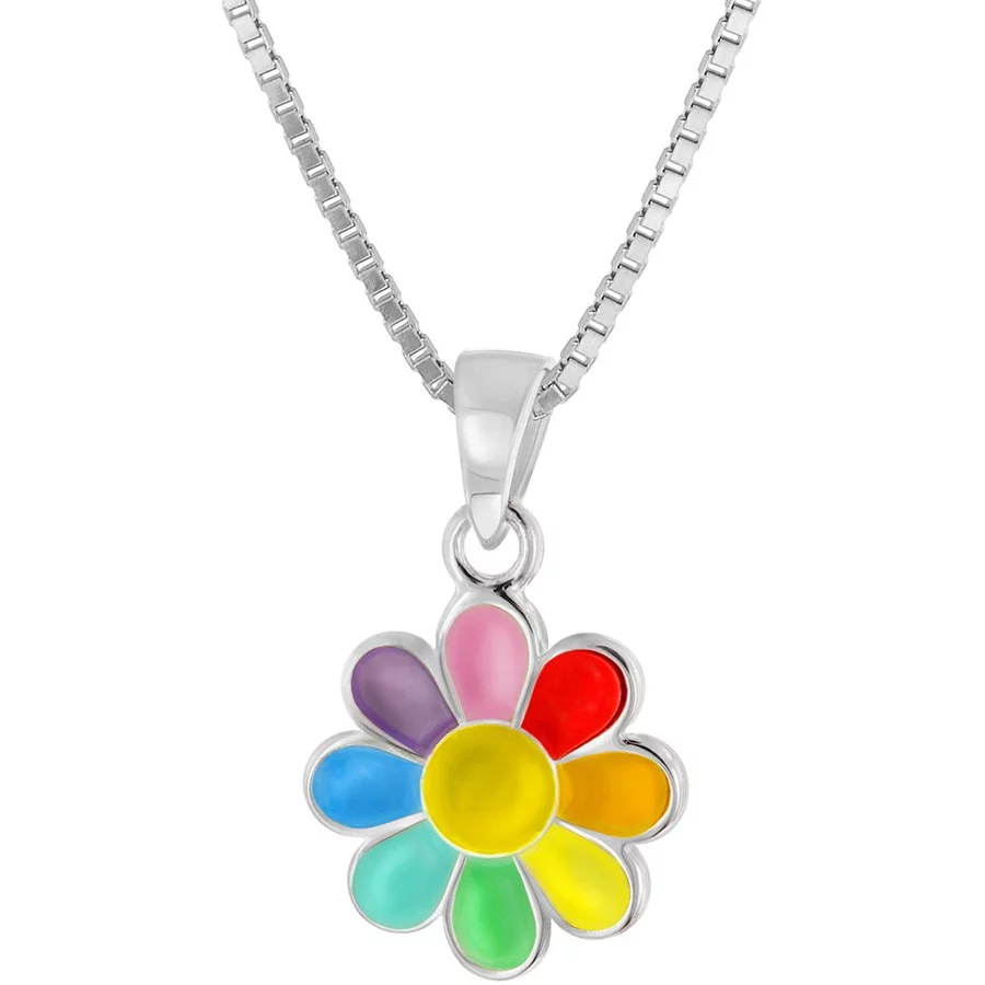 trendor Mädchen-Halskette mit Blume Silber 925 Collier silver