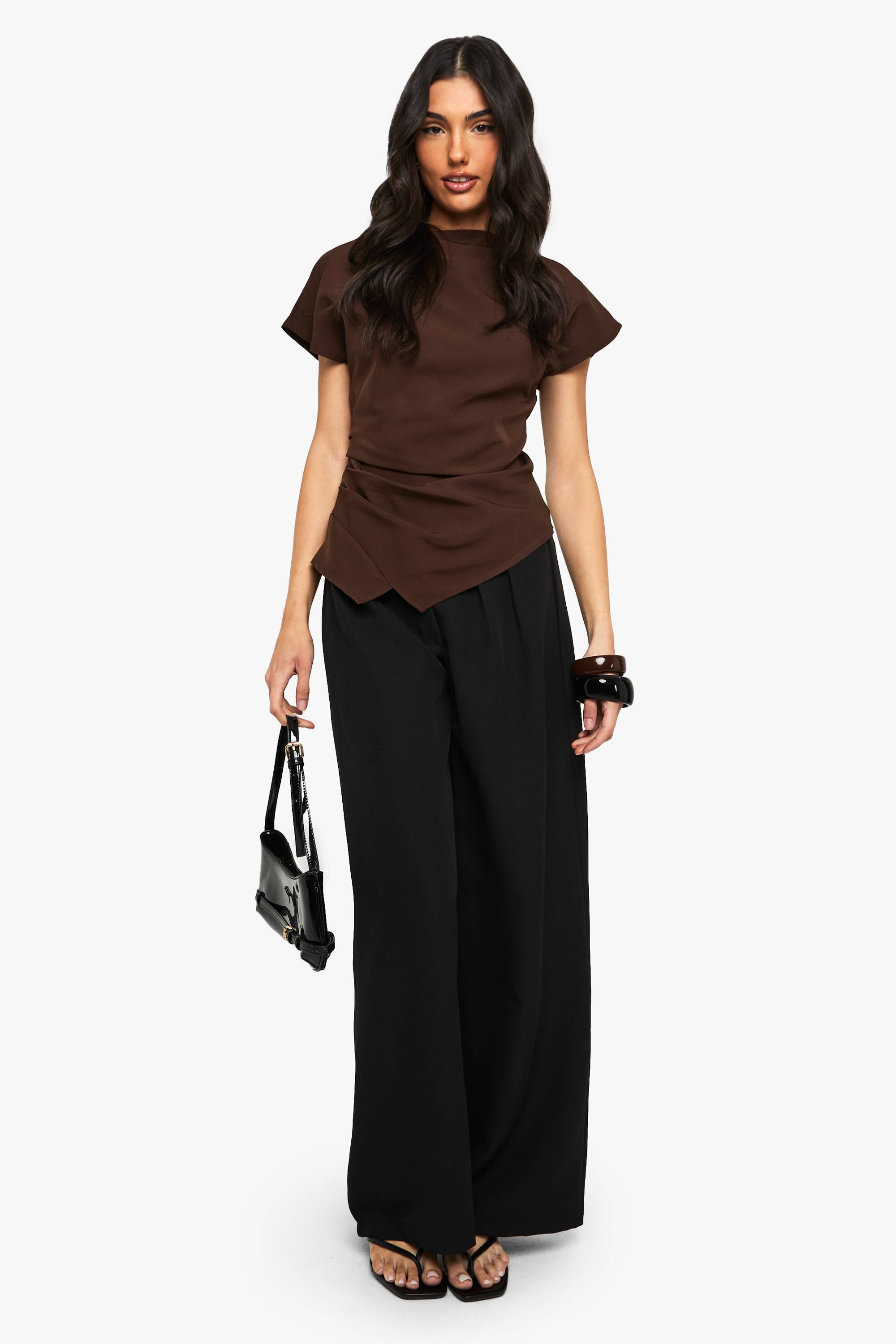 boohoo Haut tissé à drapé latéral fendu