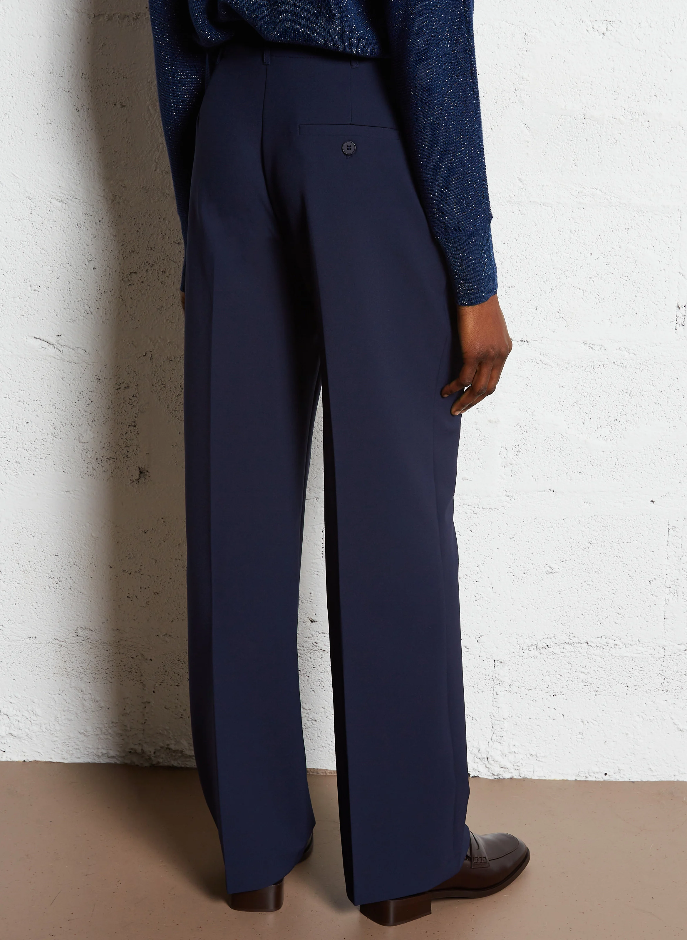 PELAGIE - Pantalon droit à pinces| Bleu