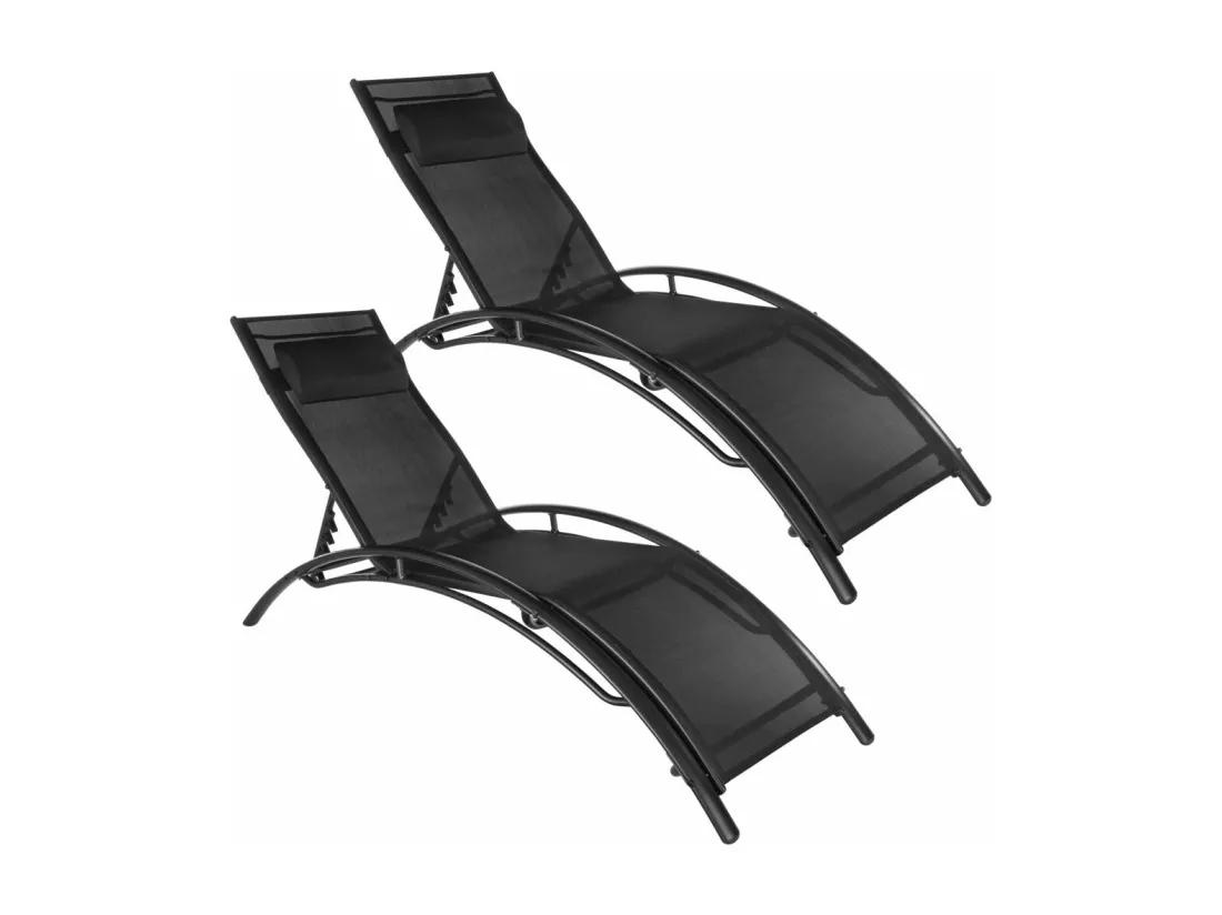 Lot de 2 transats noire 158 x 59 x 81.5 cm 2208198