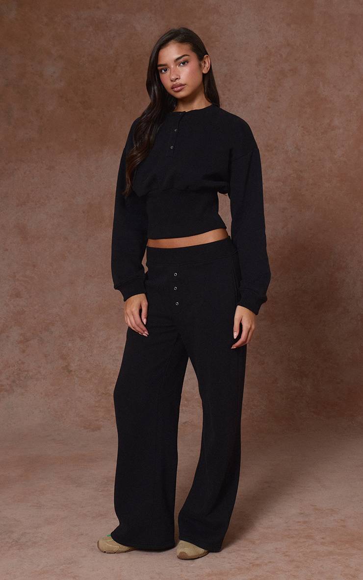 Noir Joggers Taille Haute Coupe Droite