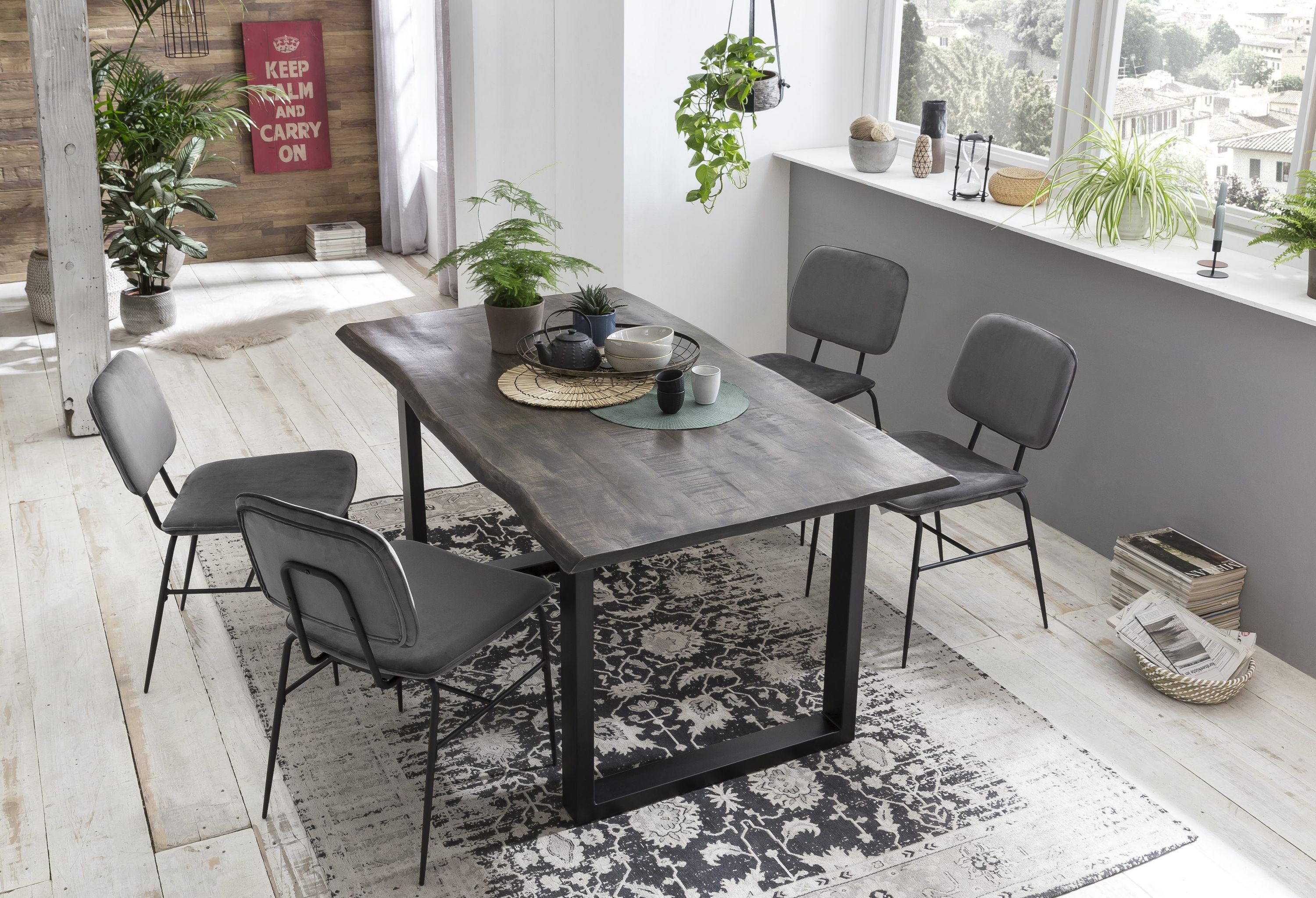 Tisch 160x85 Mango sägerau Küchentisch Esstisch Speisetisch Wohnzimmer Esszimmer